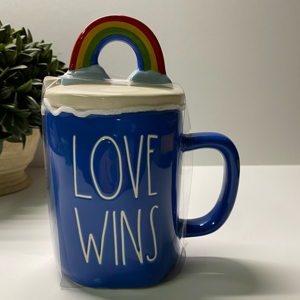 NWT Rae Dunn Artisian Collection blue Love is Love large mug. LGBTQ